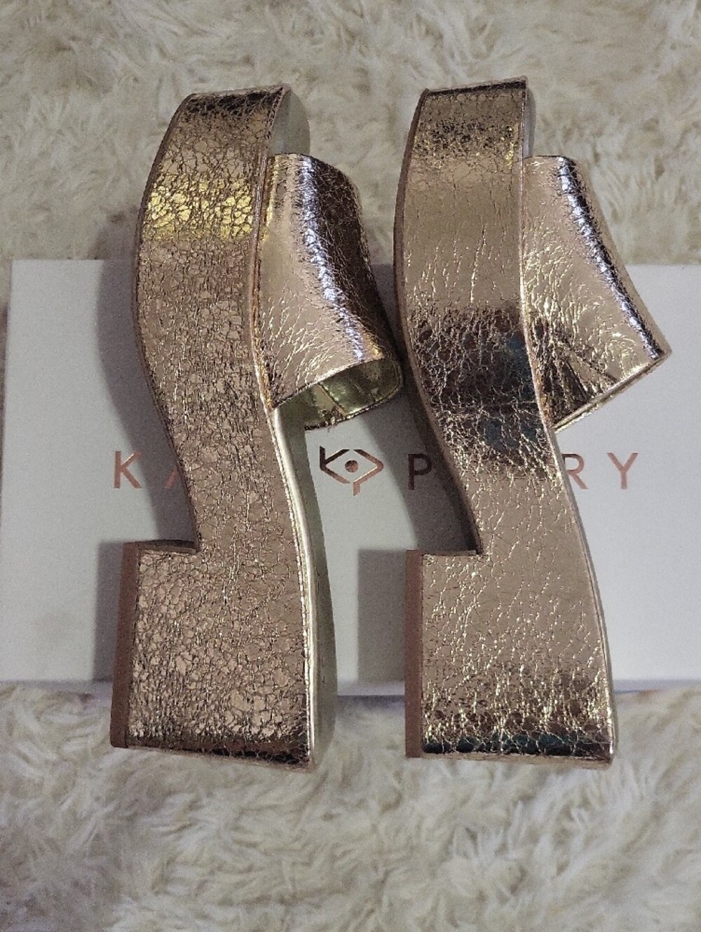 Katy Perry Collections Metallic Gold Platform Slide Mules